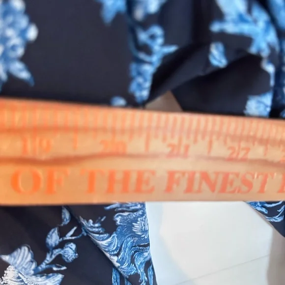 JASON WU L Jersey knit tie navy floral stretch shabby chic business casual top - Picture 10 of 12